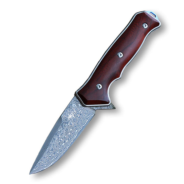 Складной нож Damascus Red wood