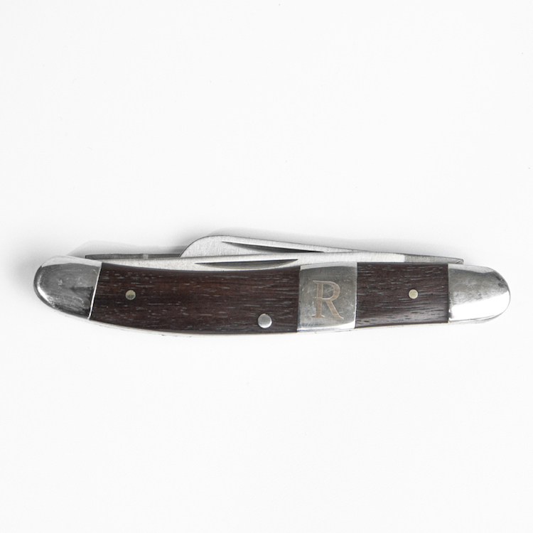 Нож-траппер с никелевым серебром и ручкой из розового дерева
